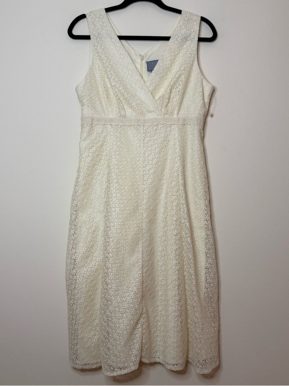 RABBIT RABBIT RABBIT Cream Lace Overlay Spring Easter Fit and Flare Midi Dress